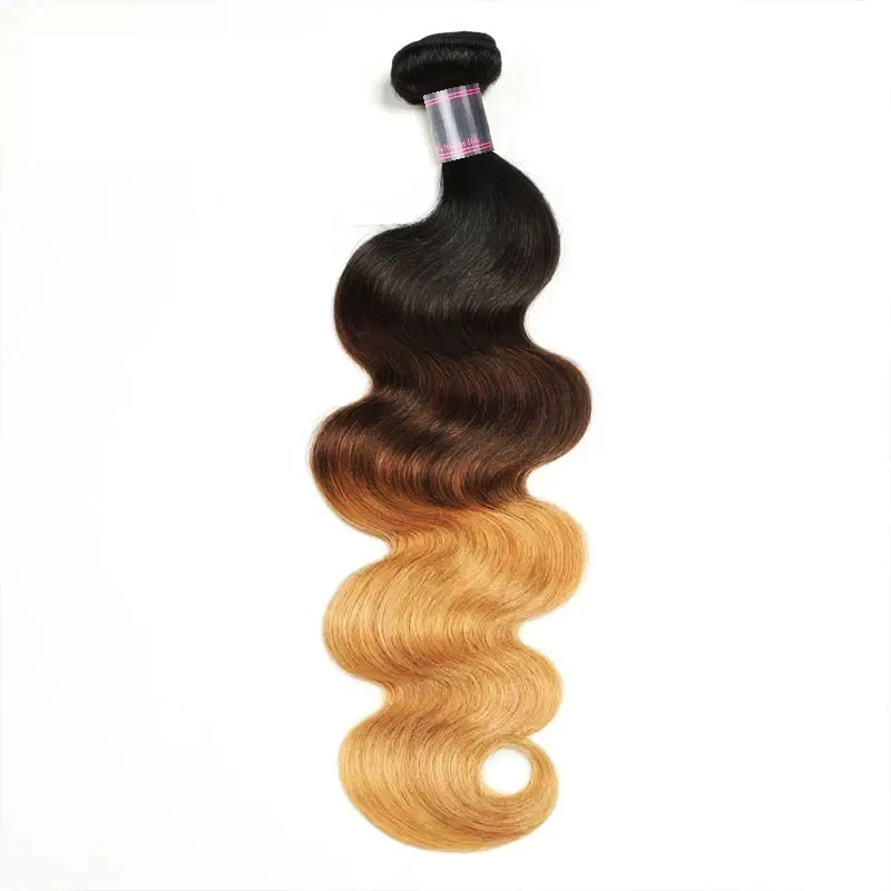 Human Hair Bundles Brazilian Hair T1B/4/27 Ombre Color 1/2/3 Bundles Body Wave Human Virgin Hair Weave 100g/PC Double Weft Extensions Full End