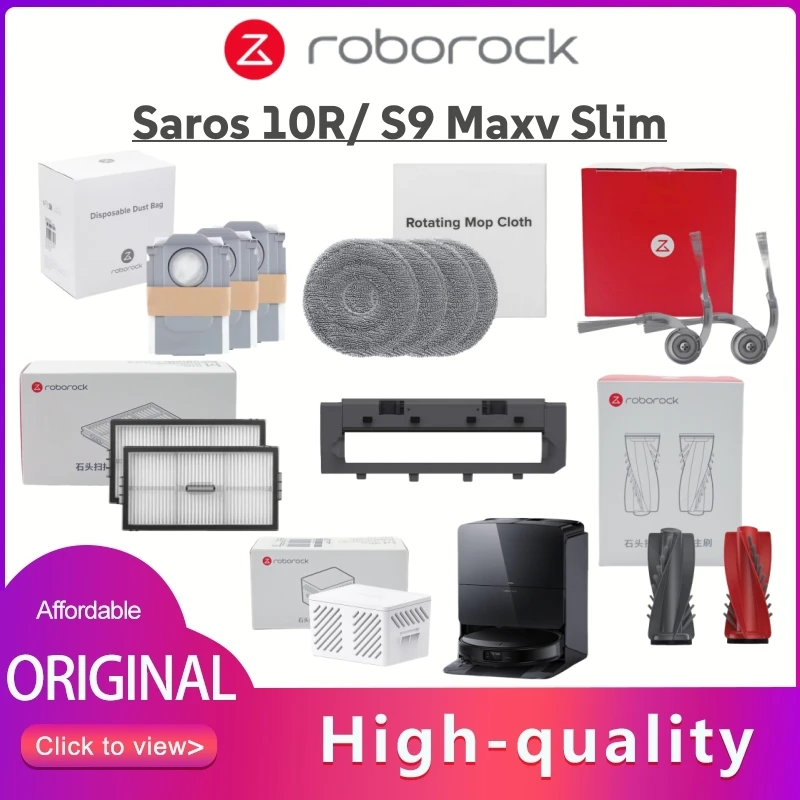 Optional Original Roborock Saros 10R Accessories Main/Side Brush Filter Mop Dust Bag For S9 MaxV Slim Vacuum Cleaner Spare Parts