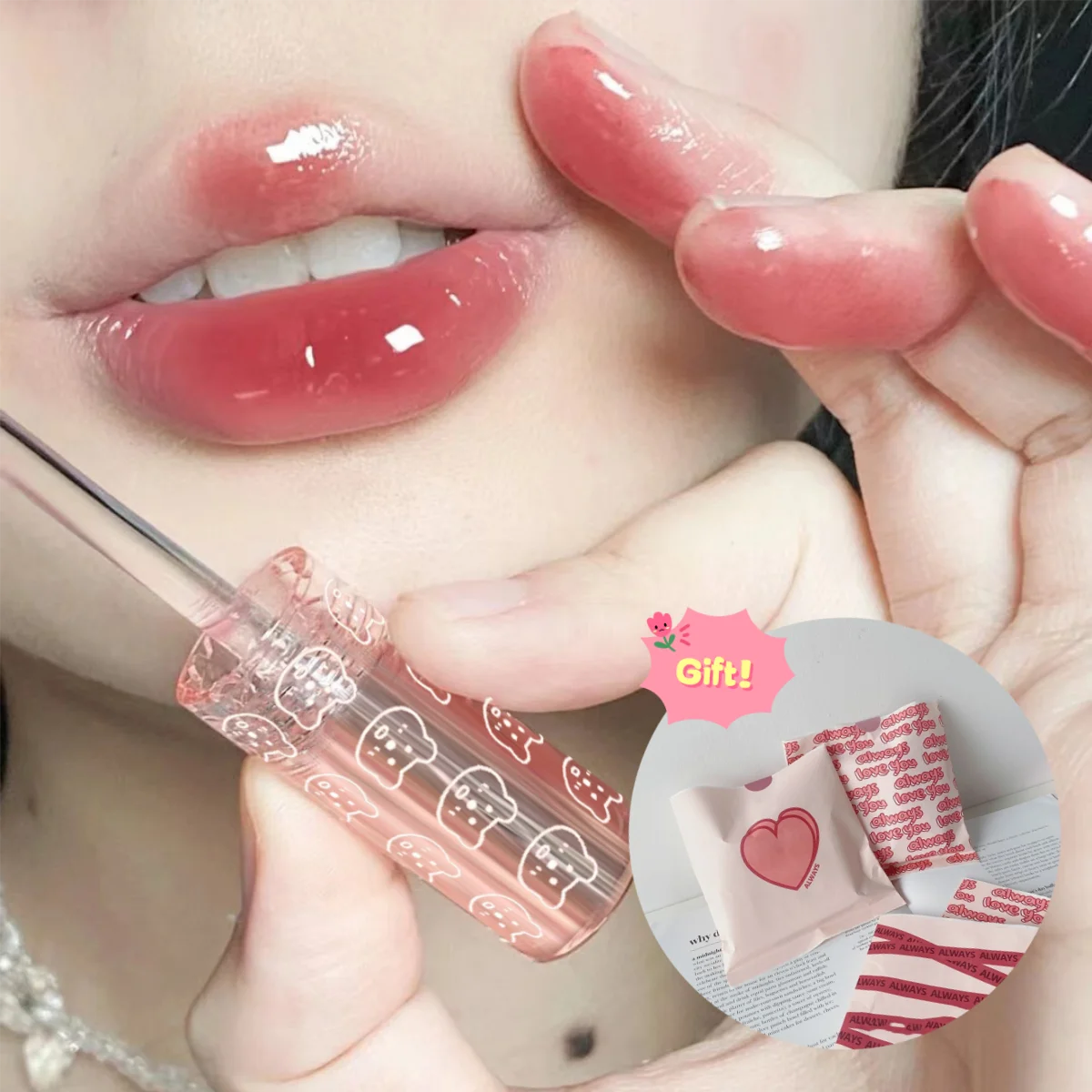 Cappuccino Water Mirror Lip Gloss Glossier Kawaii Rare Beauty Rossetto Idratante Lip Tint Femminile Make Up Cosmetico Coreano