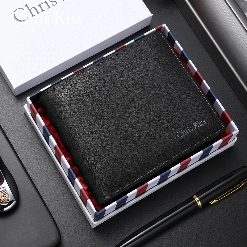 Genuine Leather Men Wallet Coin Purse Small Mini Card Holder Chain Male Walet Pocket Money clip simple luxury wallet