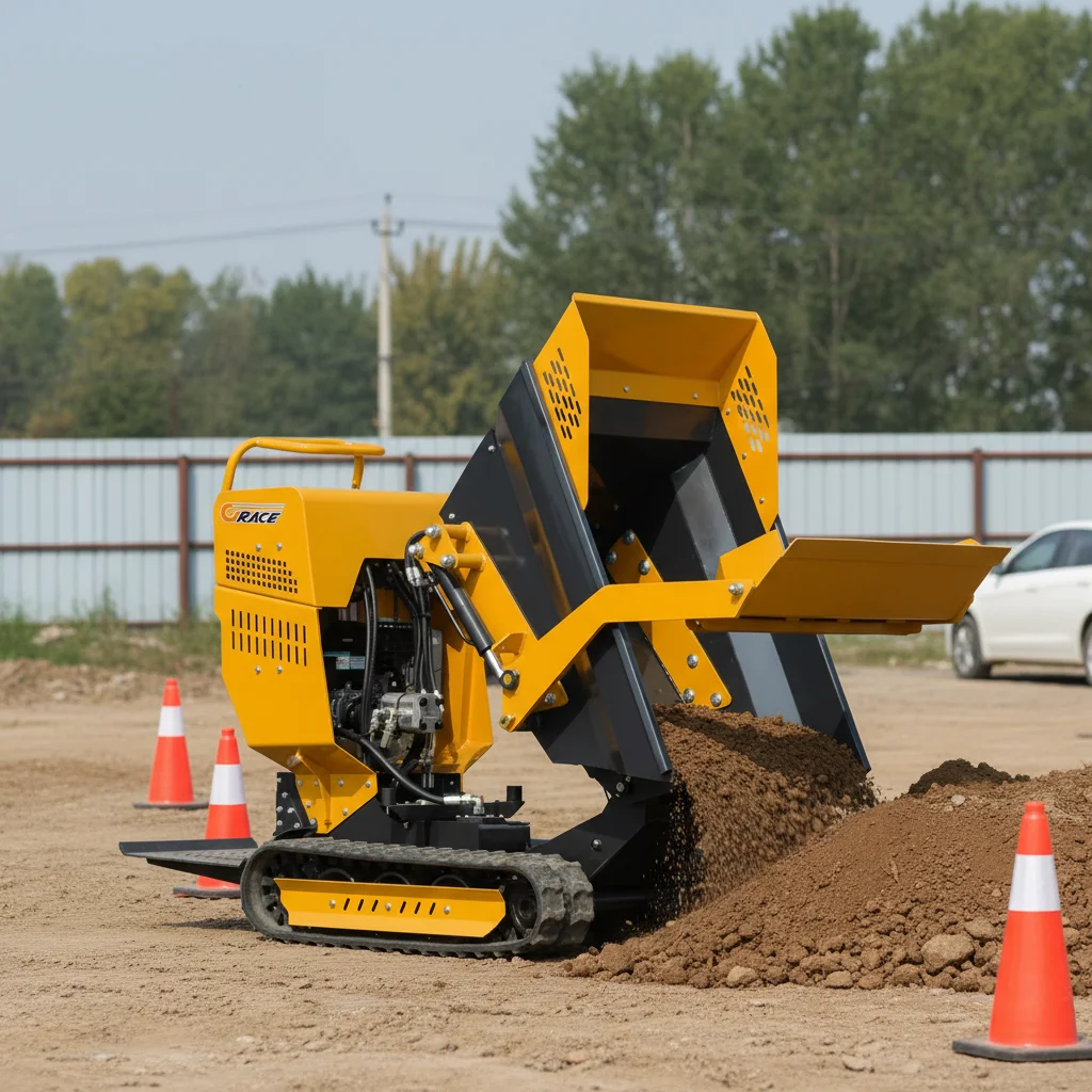 Raupenkipper Mini-Dumper 800kg EURO 5 EPA Bau- und Abfalltransporter mit verstellbarer Trichterhöhe – Schnelle Lieferung