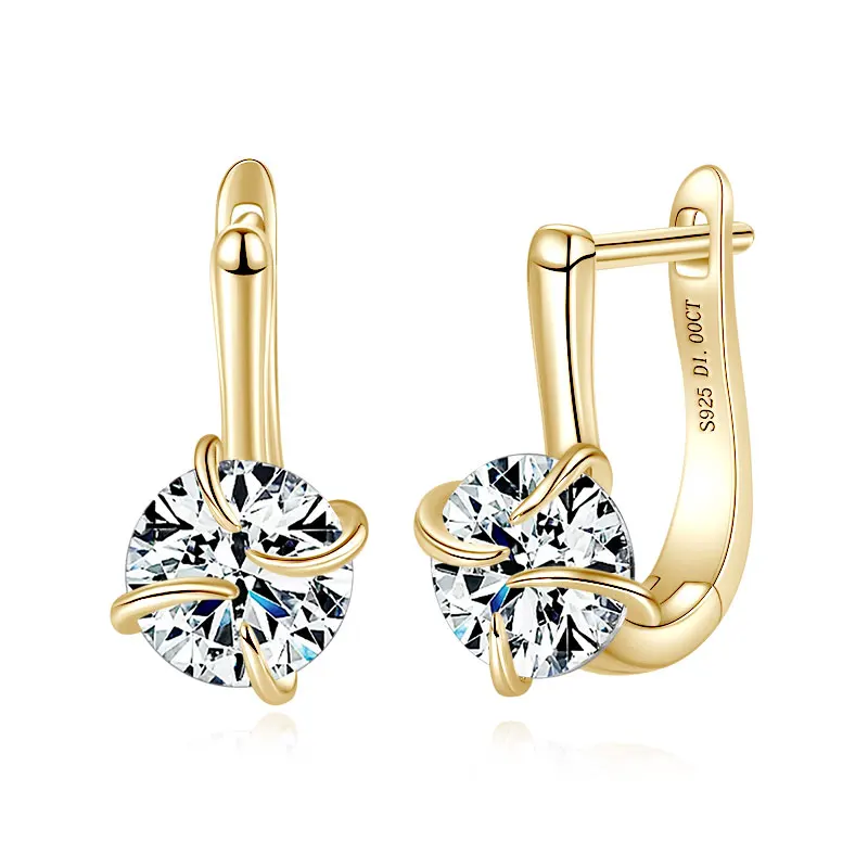 Ehhai GRA zertifizierte 6,5 mm runde Moissanit-Creolen für Damen, 925er Sterlingsilber, Solitaire Huggies, edler Schmuck, Pendientes – Detail 2