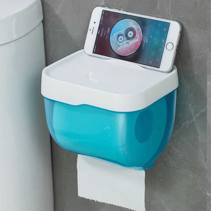 Toilet Paper Holder Waterproof Wall Mount Toilet Roll Paper Tube Storage Rack
