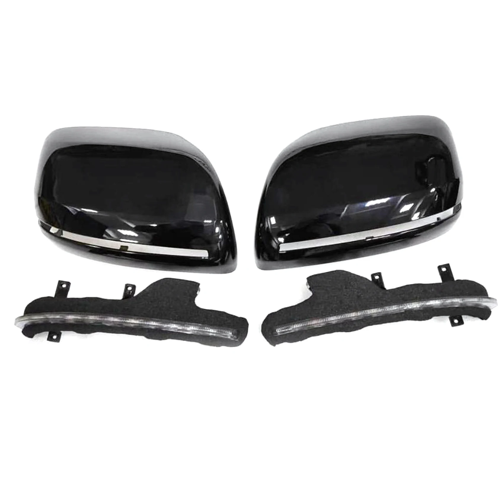 1Pair Black Flowing LED Side RearView Mirror Cover Mirror Assembly for