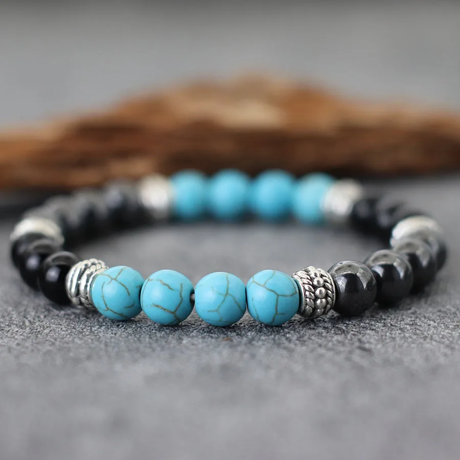 Beaded Men Bracelet Natural Stone Healing Accessory