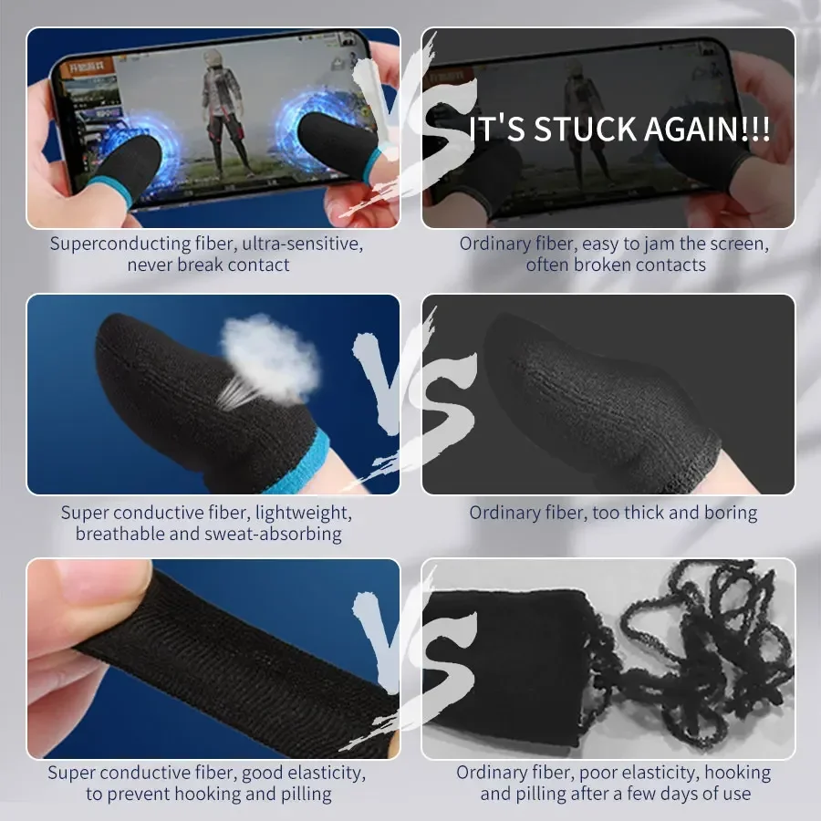 48pcs Mobile Game Finger Cuff Fibroid Sweatproof Anti-slip Touch Screen Finger Cuff Breathable Gaming Fingertip Cover For Gamer