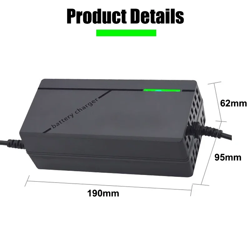 Smart Multi-Voltage Lithium Battery Charger with Adjustable Ampere Settings and EU Plug