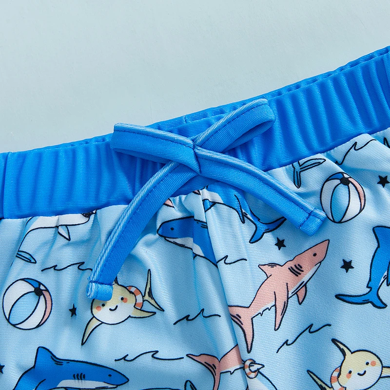 Toddler Boys Swim Trunks Cute Shark/Sea Turtle Print Elastic Waist Beach Shorts Kid Board Shorts