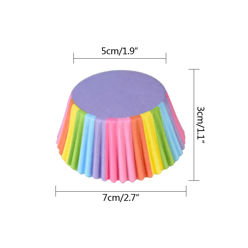 100 teile/satz Muffin Cupcake Pappbecher Regenbogen Kuchen Formen Cupcake Liner Für Weihnachten Hochzeit Party Küche Backblech Kuchen Form – Detail 13