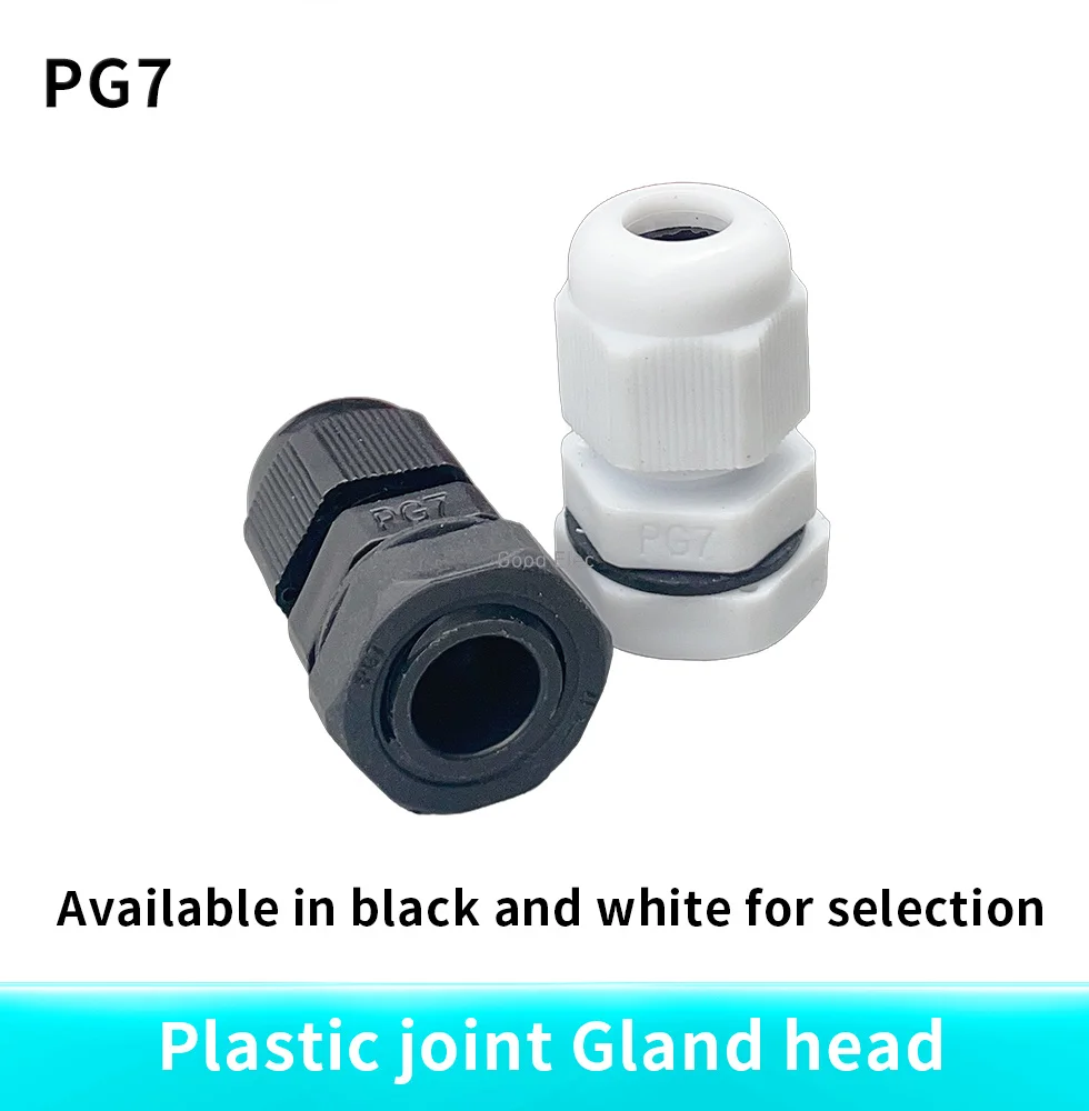 100pcs White Hot Sale IP68 Waterproof Nylon Plastic Cable Gland Connector PG7 for 3-6.5mm Cable