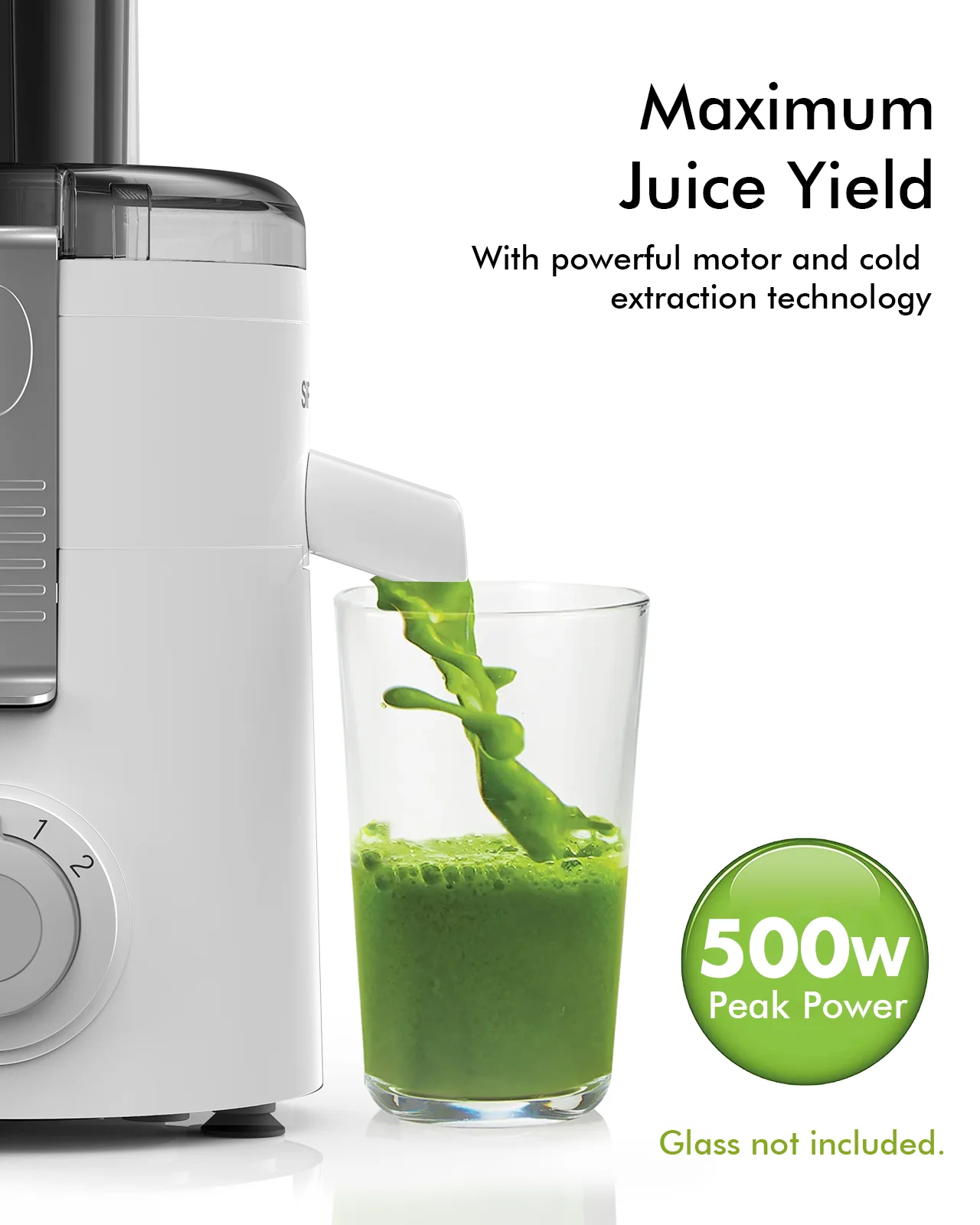 SiFENE Compact Juice Maker, Centrifugal Juice Extractor for Fruit & Vegetable Juice, 3-Speeds, User-Friendly & Easy-Clean, White 3
