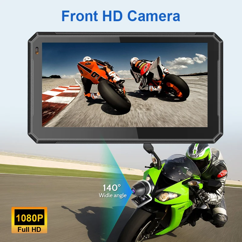 Motorcycle Navigation Display Motorcycle Navigation Screen Portable 7 Inch Motorcycle Navigation GPS Wireless Apple Carplay Android Auto IPX7Waterproof Motorcycle BT Touch Screen Display