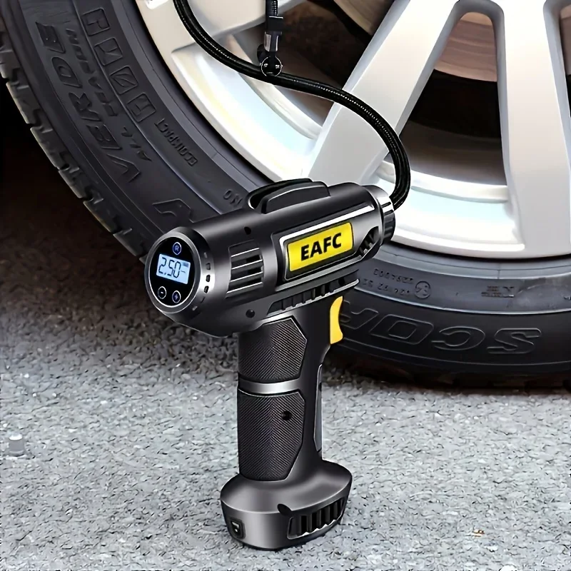 

120W Portable Car Air Compressor: Inflate Your Tires With Ease - Wireless & Wired Handheld Pump With LED Light