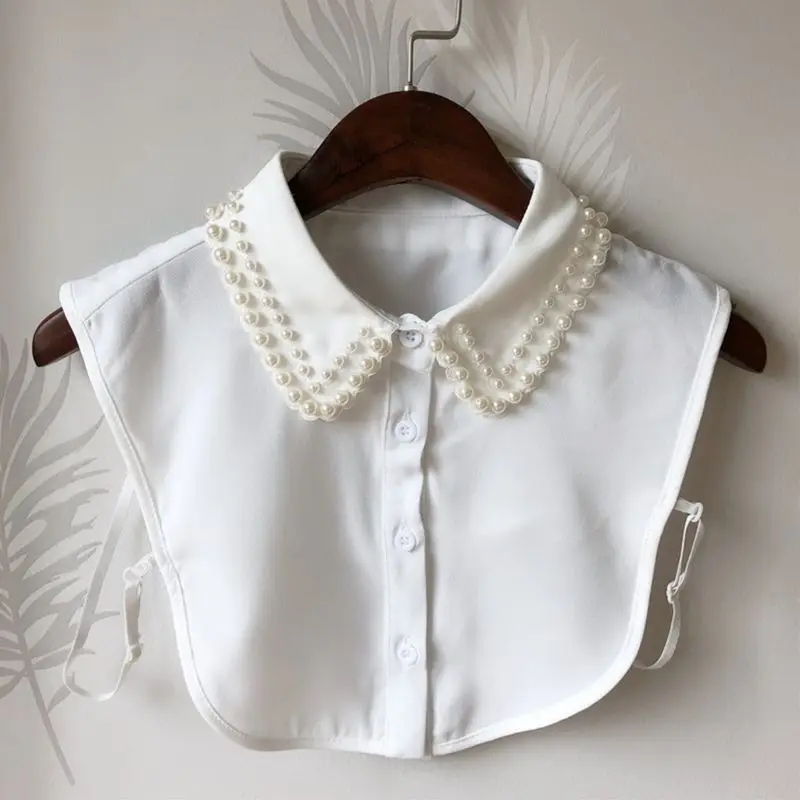 

Women New Fashion Pearl Collar Shirt Fake Collar Tie Vintage Detachable