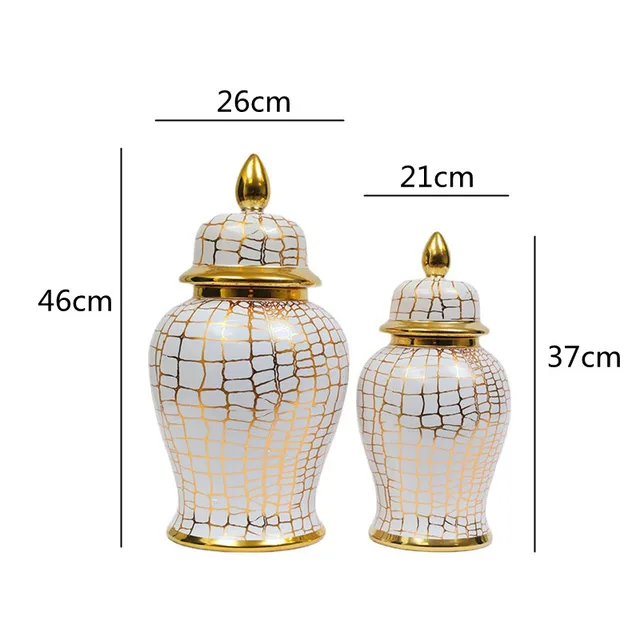 Kerámia Általános Tartály Galvanizálás Arany Váza Porcelán Kézműves Dekoráció Gyömbér Edény Kínai Helyreállítási Ősi Palack - Image 5