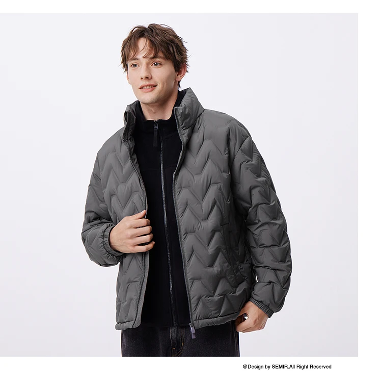 Chaqueta de plumón para hombre, impermeable, cálida, de cuello, para uso diario, nueva, de invierno, versátil, de color sencillo.