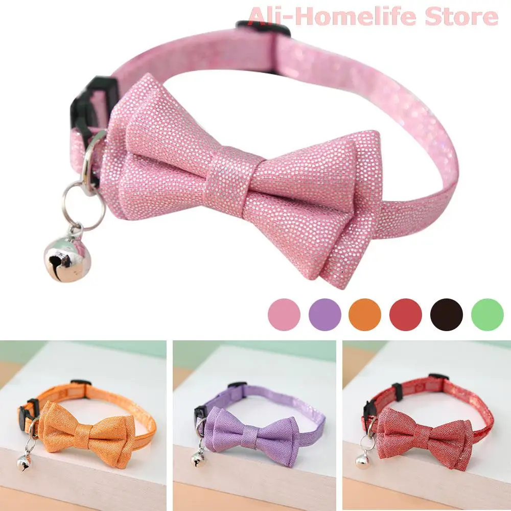 

Bowtie Dog Collar Adjustable Bow Cat Collar with Bell Pet Collar Necklace for Kitten Puppy Dogs Cats Birthday Party Neckwear