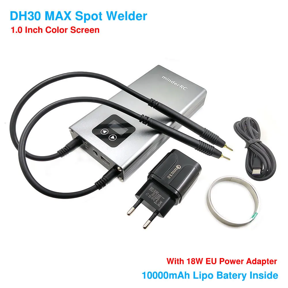 electronics soldering kit MinderRC DH30 MAX Color Screen Portable Spot Welding Machine 10000mAh For Welding Battery U Disk Firmware Upgrade Spot Welder electric solder Welding Equipment