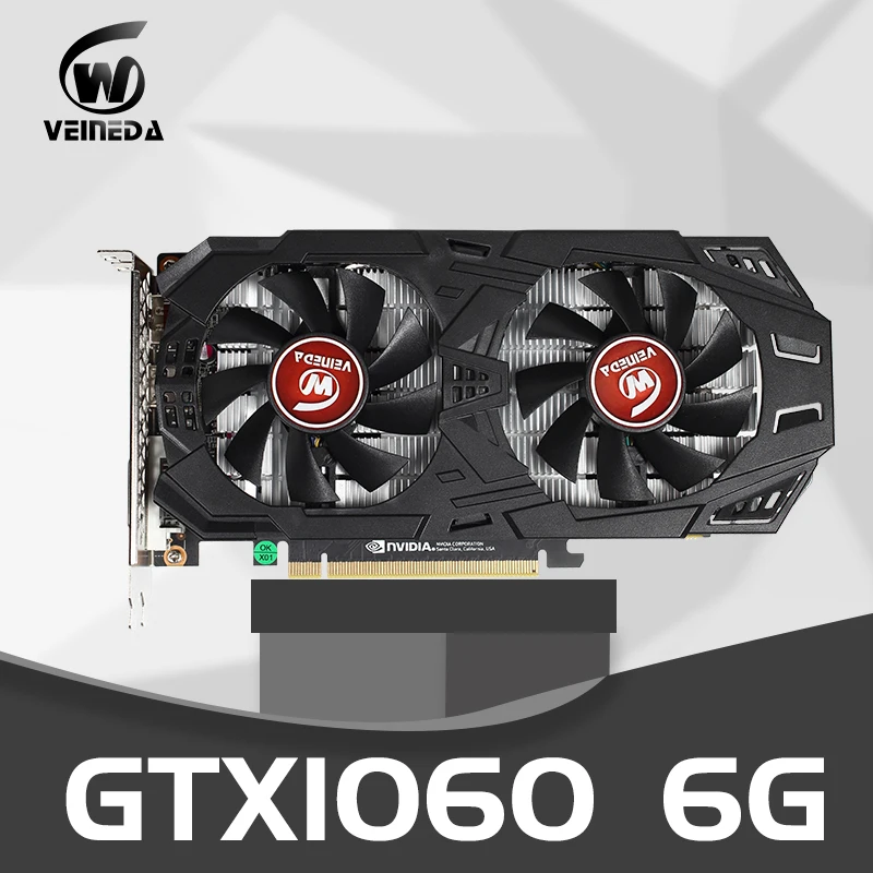 video card in computer VEINEDA Graphics Cards GPU RTX 2060 6G GDDR6 192Bit GPU PC Desktop video card PCI Express 2.0 computer full new GTX1060 3GB 6GB best graphics card for gaming pc Graphics Cards