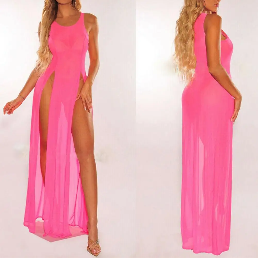 Bikini Cover Up Beachwear Swimsuit Cover Up Mesh See-through Stylish Solid Color Beach swimsuit cover up swimsuit coverup