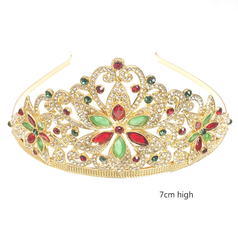 

Algerian Women Hair Jewelry Gold Color Fashion Rhinestone Bridal Tiara and Crown Middle East Wedding Crown Hair Jewelry
