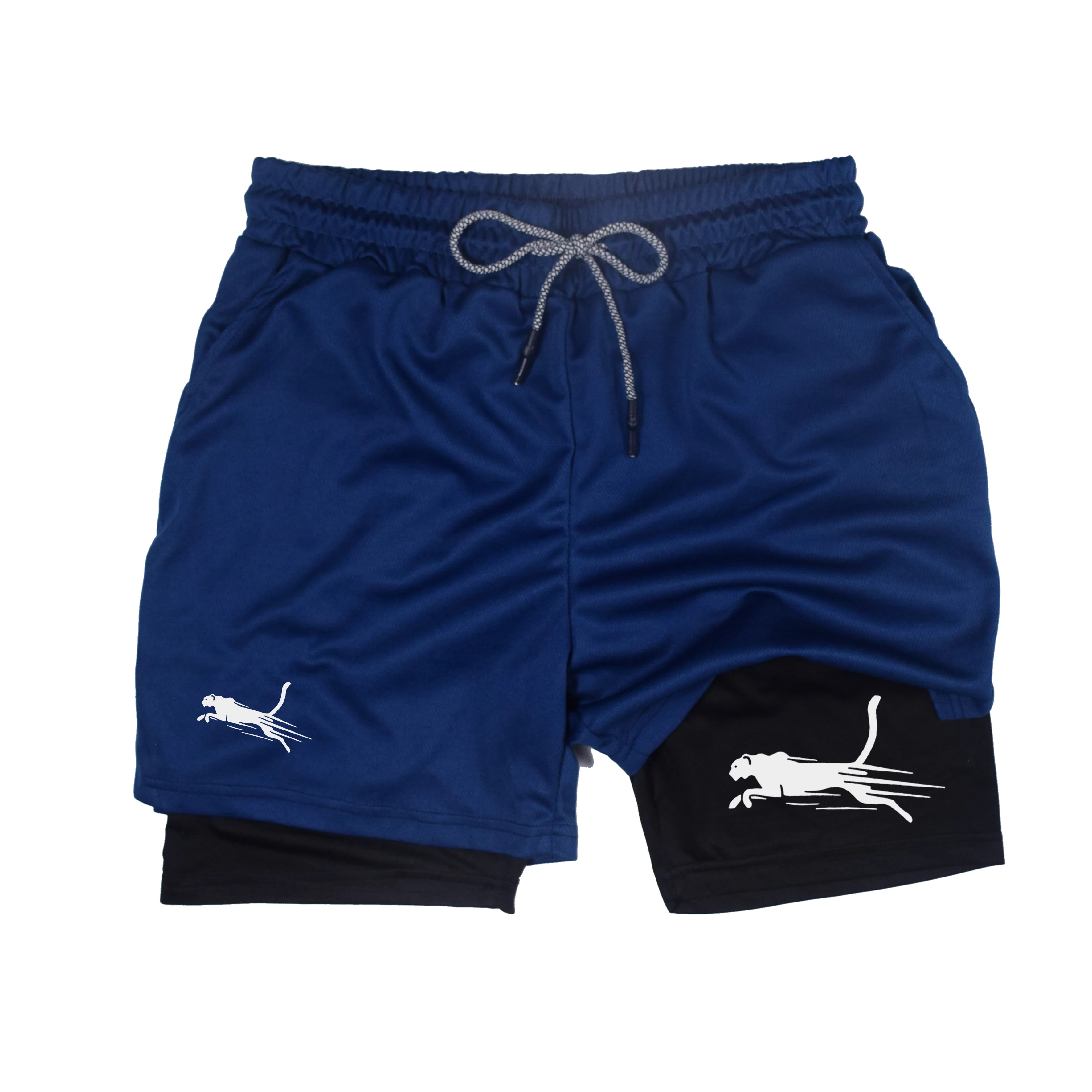 Men's Fitness Two-in-one Shorts Double-layer Beach Pants Trendy Printed Sports Shorts Outdoor Training Running Shorts M-3XL 5