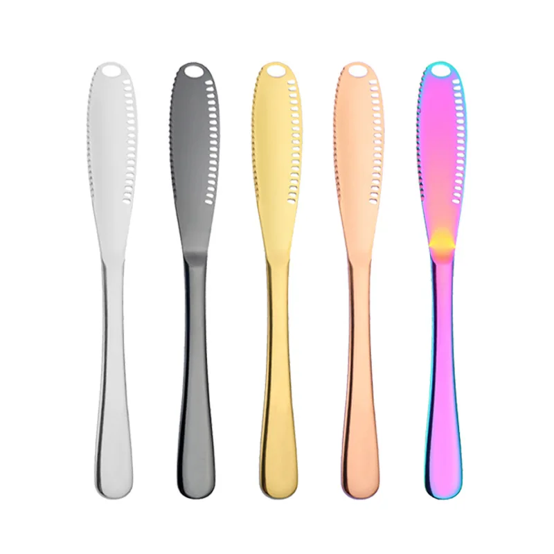 Multifunction Butter Knife With Hole Cheese Dessert Jam Knife Stainless Steel Cutlery Tool Kitchen Toast Bread Tableware