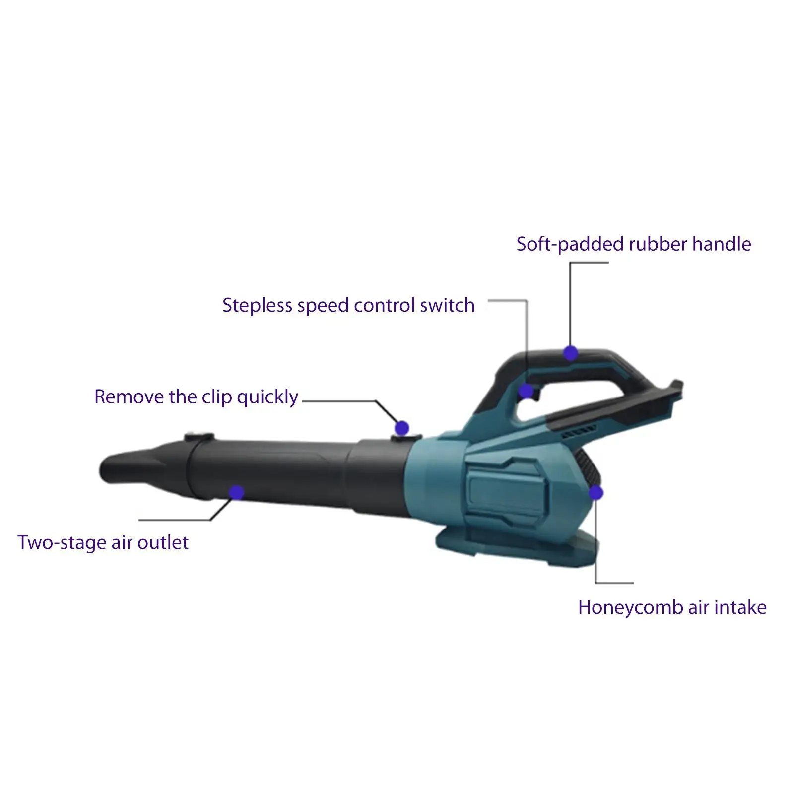 전기 손풍기, 경량형, 3개 교체 가능 노즐, 21V 강력 무선, 잔디 관리, 테라..
