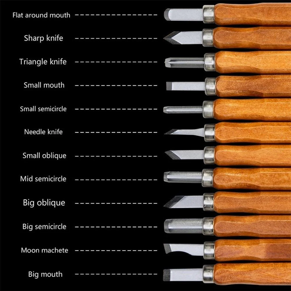 STONEGO Wood Carving Chisels Wood Carving Tools Woodworking Engraving Olive Knife Craft Knife Tool Set 2