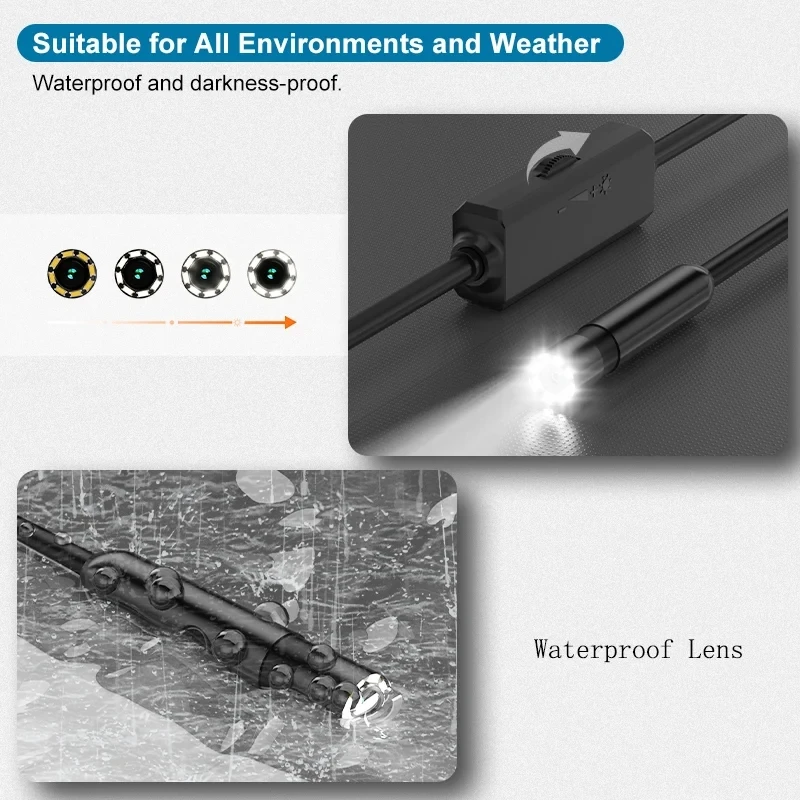 Endoscope Camera 2MP 1080P 8mm Dual Lens For iPhone ISO OTG USB CMOS Borescope Inspection Otoscope Digital Microscope