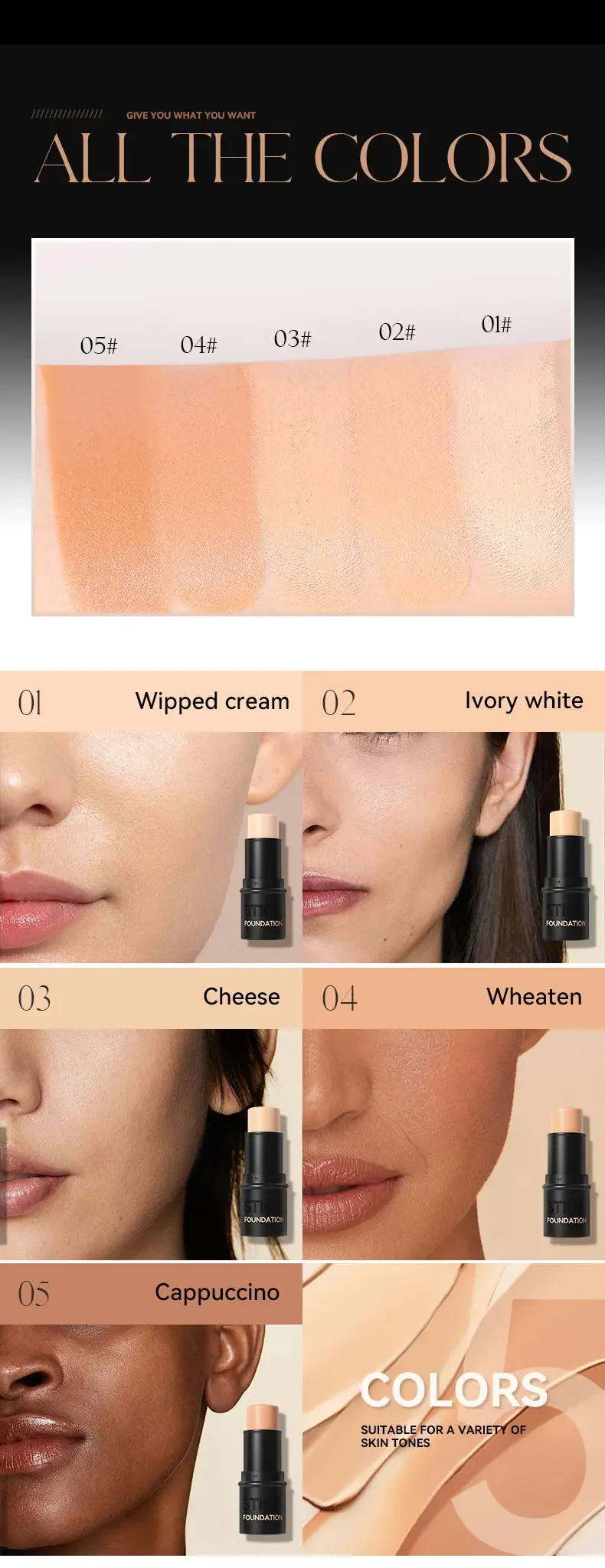 Description Picture 4 of itemDEROL Concealer Full Coverage Foundation Stick Oil Control Natural Barrier Concealer BB CC Cream Hydrating Long-Lasting Cosmetic