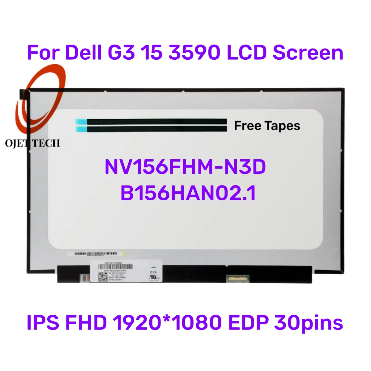 

15.6 Inch For Dell G3 15 3590 P89F001 NV156FHM-N3D B156HAN02.1 IPS LCD Panel 30Pin Replacement LED LCD Screen