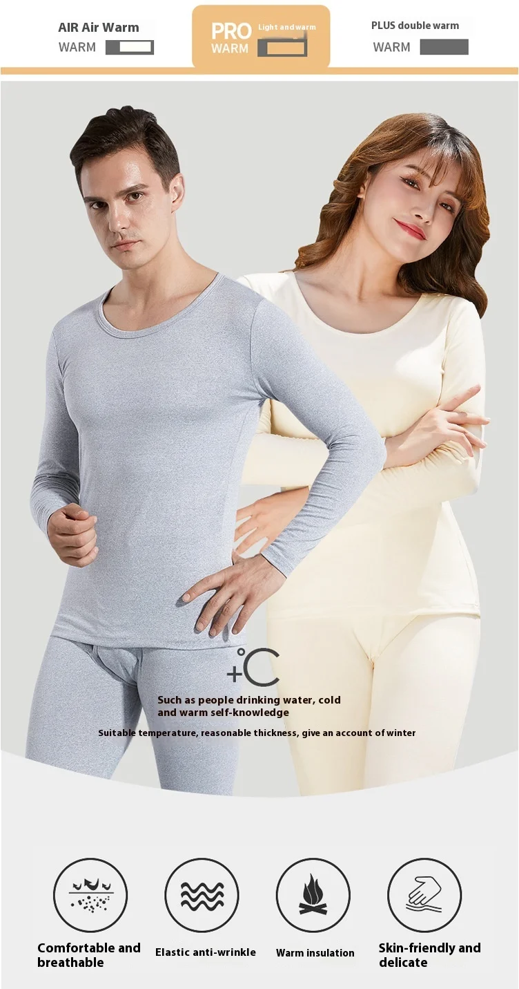 Description Picture 3 of item2PCS/Set fall and winter pullover thermal suit men's thermostat fall coat and pants thickened bottoming underwear long-sleeved H