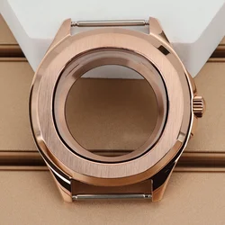 Silver Square Watch Case with Black and Blue Rubber Strap & Sapphire Crystal (Rose Gold)