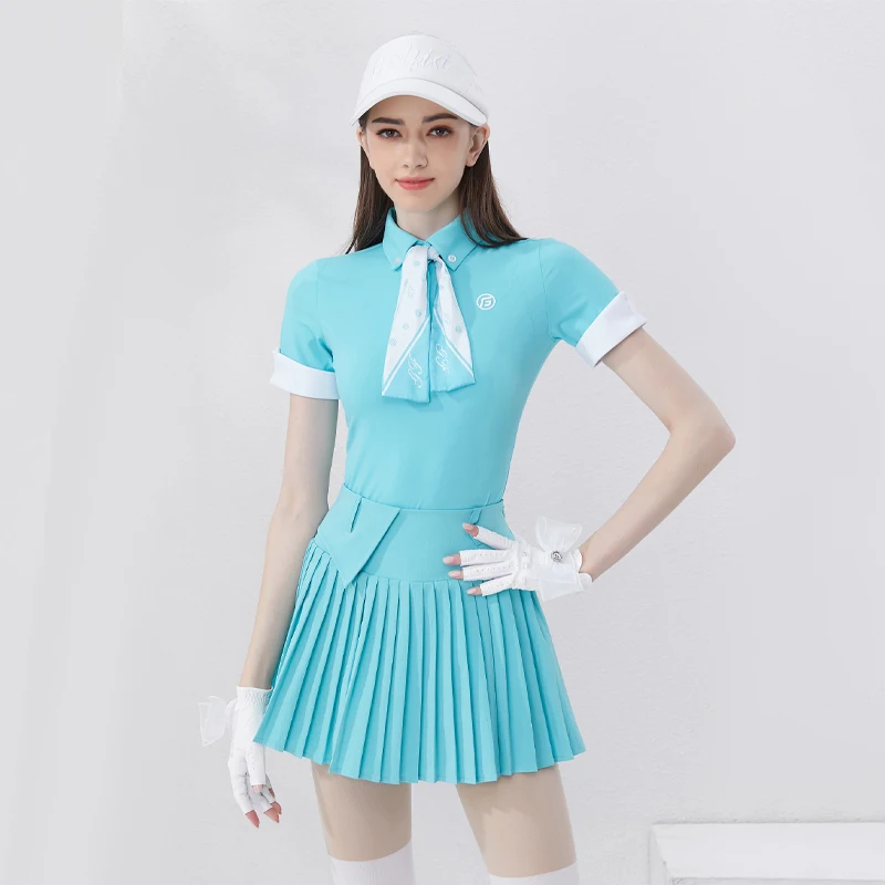 Golfist Womens Summer Golf Mini Pleated Skirt with Shorts Polo Shirt Stretch Short Sleeves Sports Tennis Golf Suits
