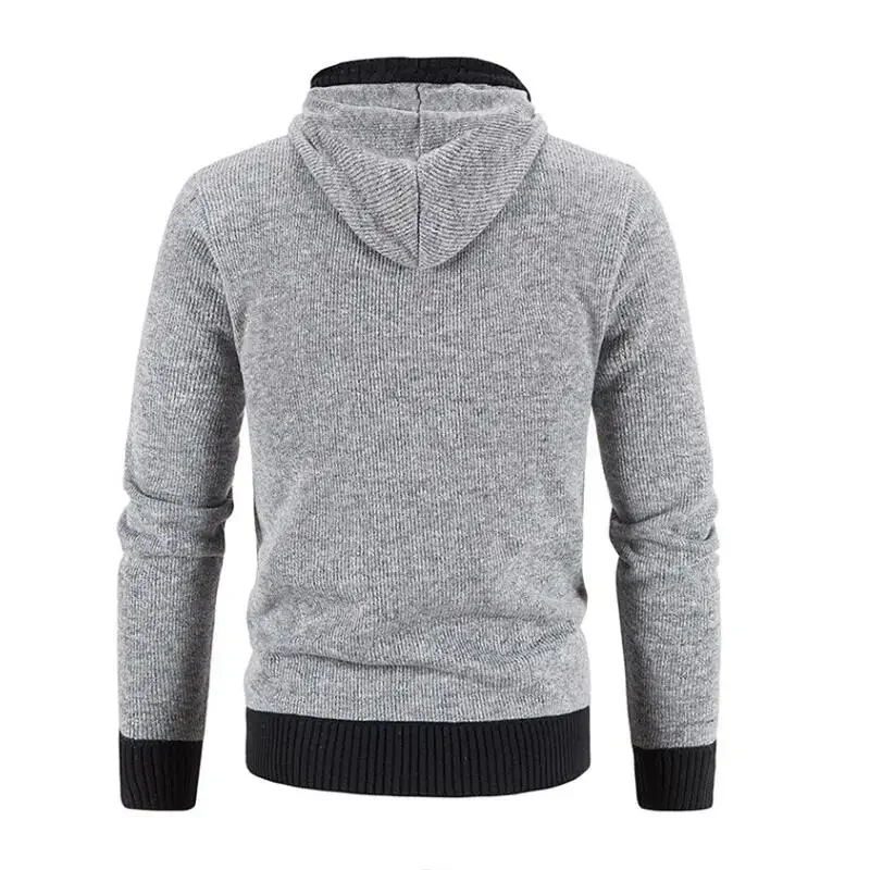 Men's Hooded Cardigan Sweater New Fleece Thickened In Winter Stand Collar Knitwear Jacket Zipper Casual Male Clothing Sweaters