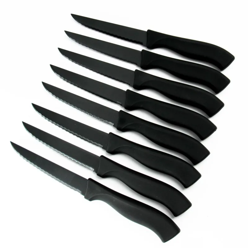 Table Knife Set 4/6/8Pcs Black Matte Comfort Handle Paring Knives German  Stainless Steel Serrated