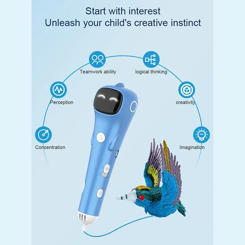 3D 프린팅 펜 PCL 5m 필라멘트 저온 화상방지 프린팅 펜 USB 충전 DIY 드로잉 장난감 소녀 소년 선물