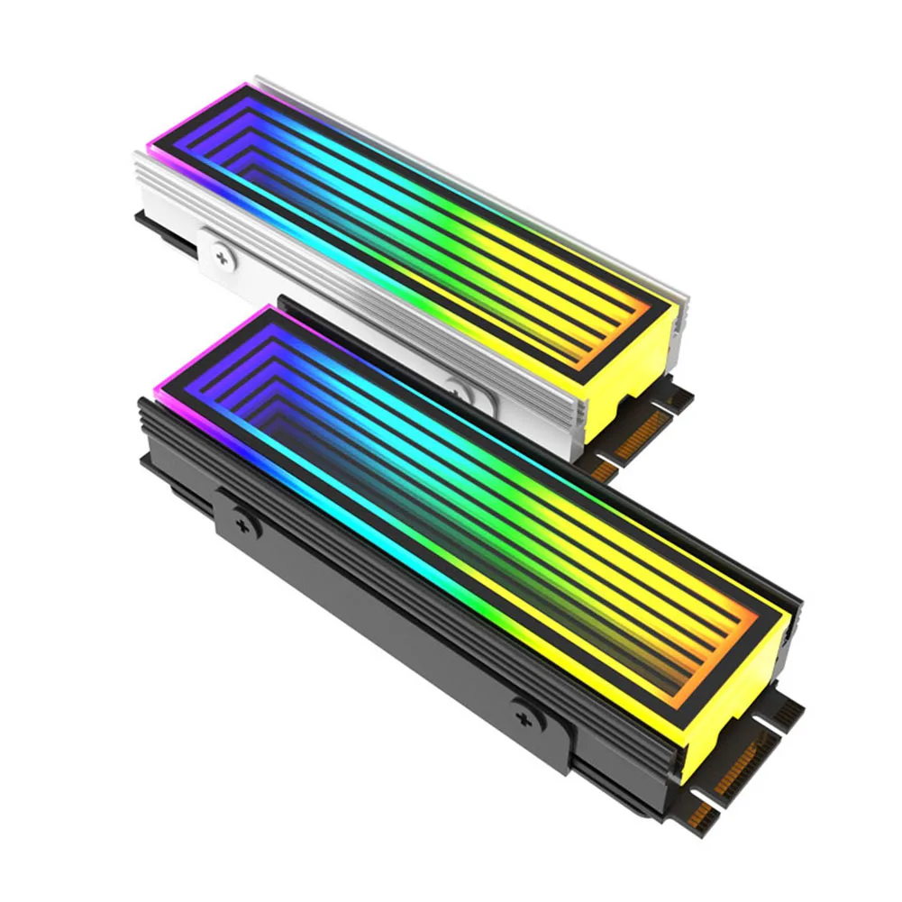 M.2 Nvme 솔리드 스테이트 하드 디스크 쿨러, ARGB 히트 쿨러, AURA Sync 알루미늄 합금 내열성, M.2 2280, 5V, 3 핀