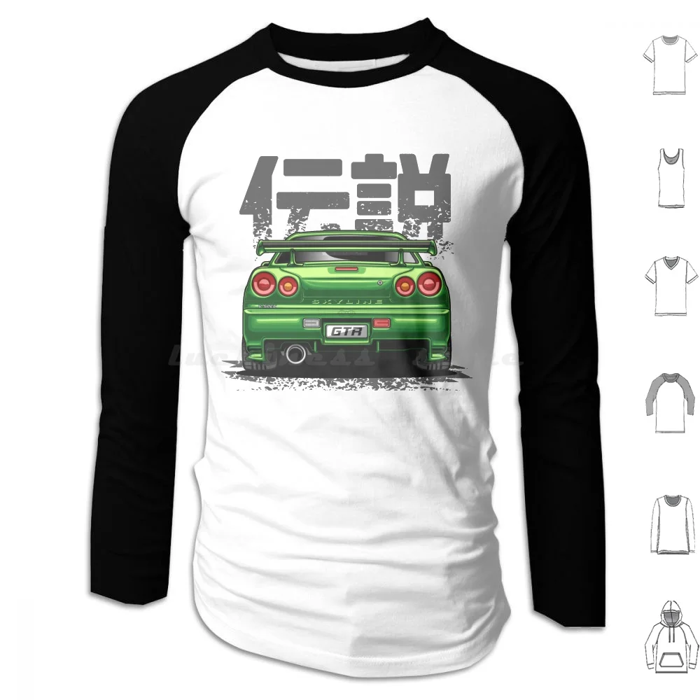 

Monster Skyline Gtr R34 ( Envy Green ) Hoodies Long Sleeve Cars Automotive Automobile Sports Motorsports Supercar