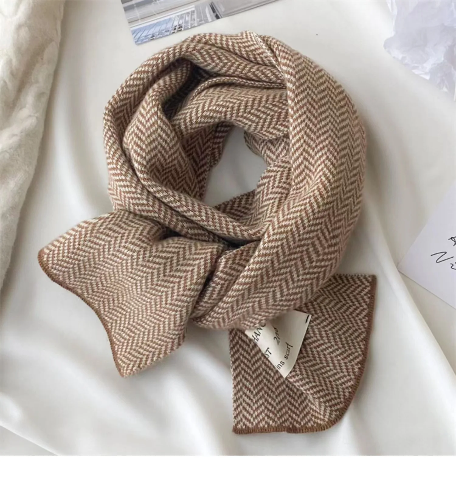 Korean Version of the New Winter Wool Knitting Scarf Women's Warm Thick Solid Color Scarf Students All-match Warm Neck Scarf Men images - 6