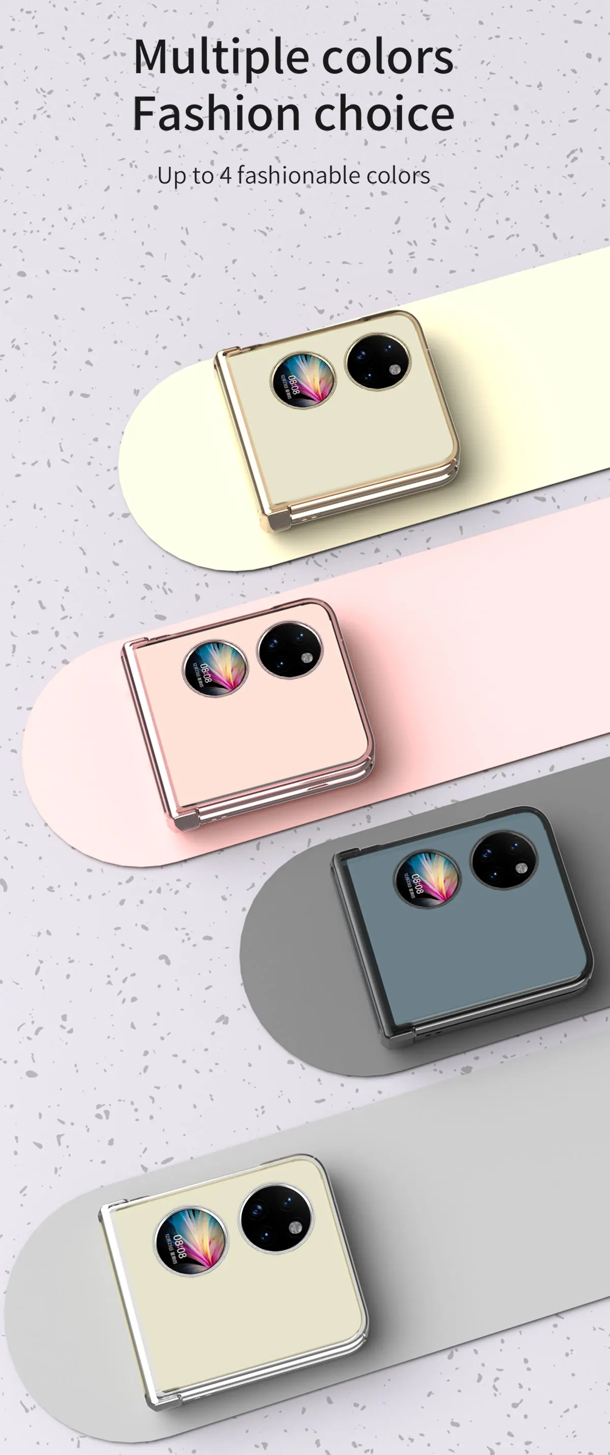 Clear Hinge Funda Fold Case For Huawei P50 Pocket Plating Transparent Hard Cover for Pocket S ,360 Fully Protected Case