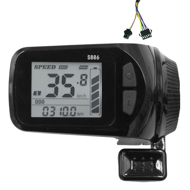 

Thumb Throttle Meter LCD Display 24V/36V/48V/60V S886 For Electric Bicycles E-Scooter(SM Plug)