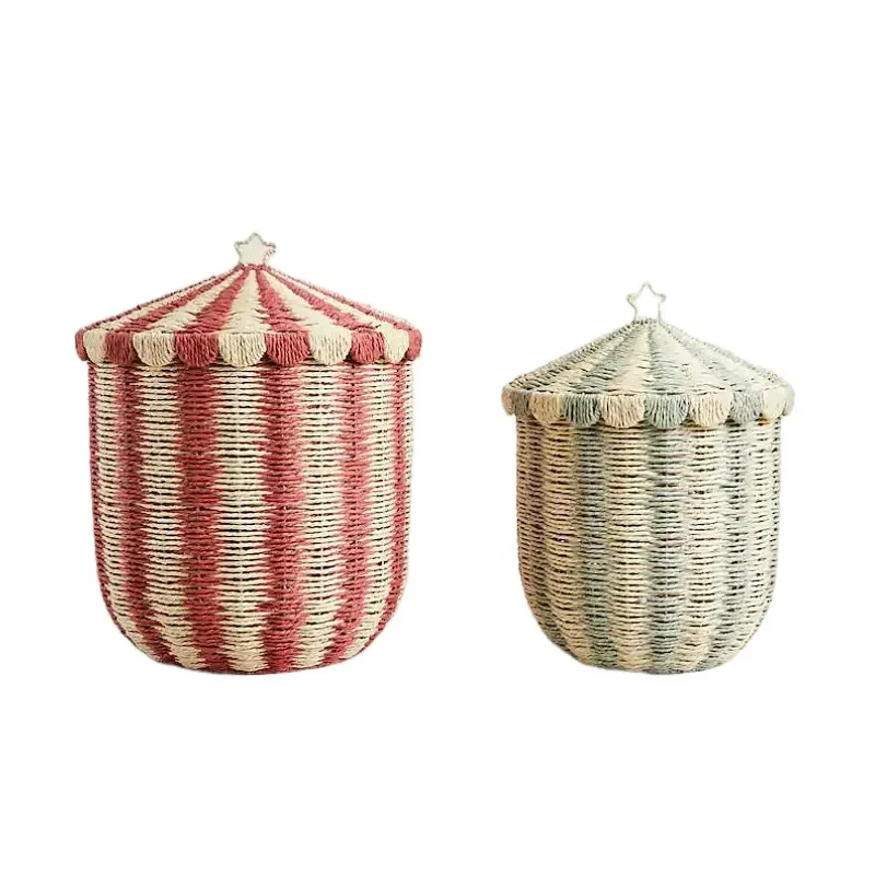 Floor Standing Storage Basket Rattan Woven Desktop Woven Basket Household Toys Snacks Miscellaneous Items Sorting Storage Box 6