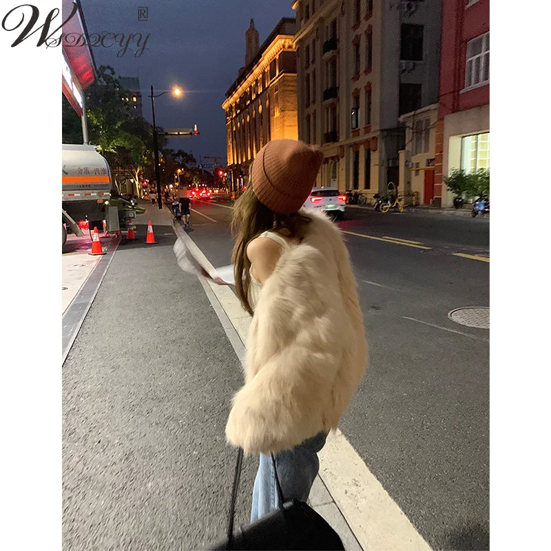

Winter Faux Fur High Quality Overcoat Women Imitation Fox Faux Fur Warm Coat Korean Elegant Fur Jacket Loose Luxury Outerwear