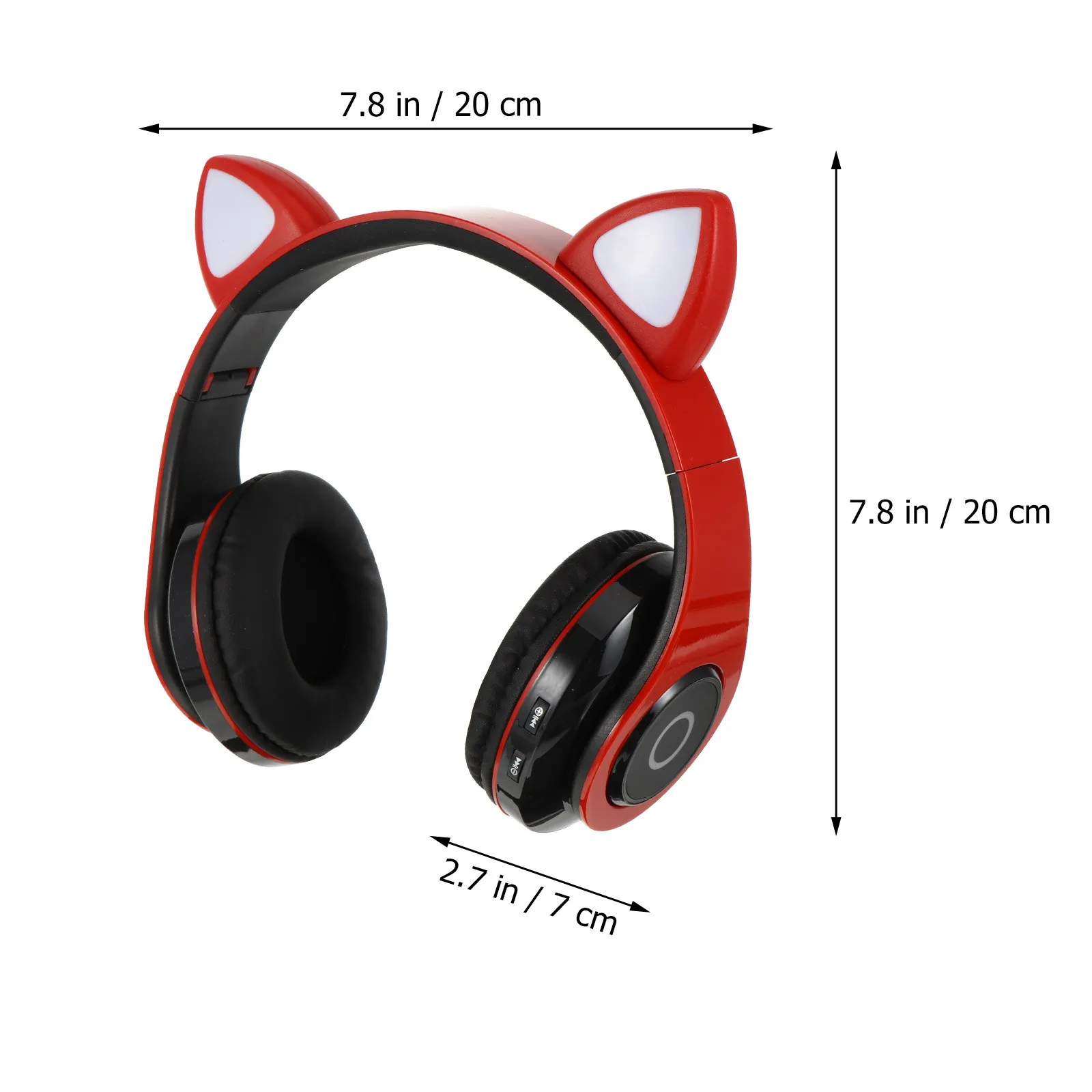 접이식 무선 고양이 귀 헤드셋, 색상 변경 LED 오버이어 헤드폰 (PC, 노트북, 게임, 음악용), 조절 가능하고 편안한 스테레오