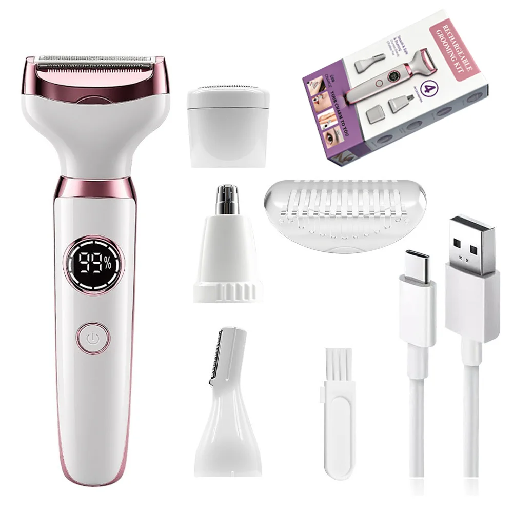 4 in 1 Lady Body Electric Trimmer Eyebrow Nose Women Facial Shaver Armpit Painless Female Trimming Tools For The Bikini Area