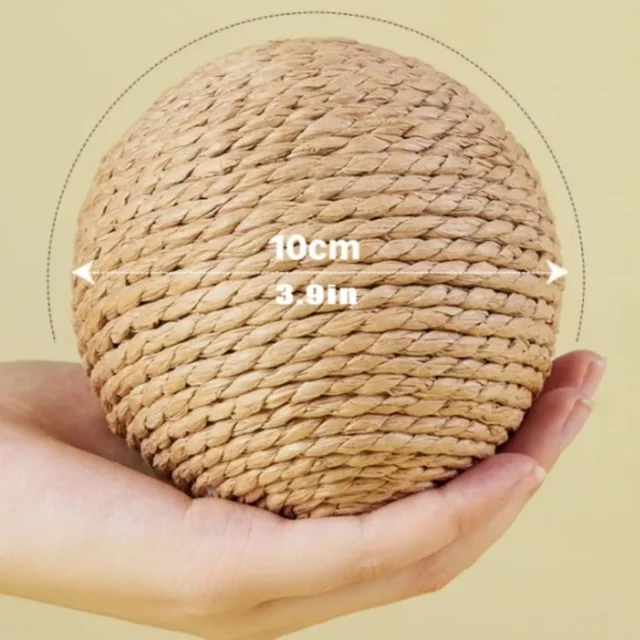 1PC 10CM cat toy sisal ball teasing cat stick molar bite-resistant sound ball self-hi boredom artifact 2
