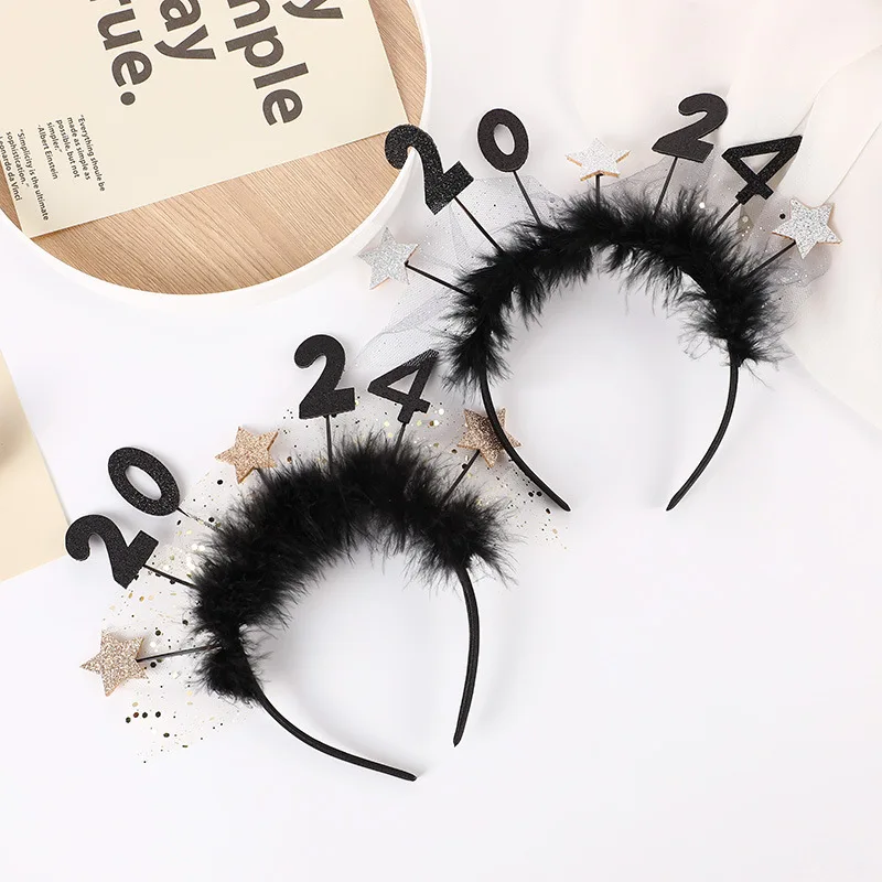 

2024 New Halloween Party Decotaions Prom Dressing Hairband Personalized Feather Sequins Star Headwear Hairband Accessories