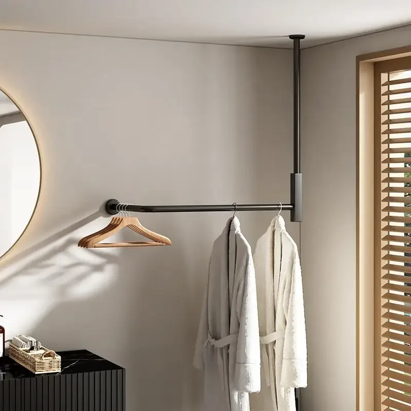 Stainless Steel Towel Bar Durable Bathroom Towel Rack Hotel Robe Hook Heavy-Duty Bedroom Clothing Hanger Bath Organizer